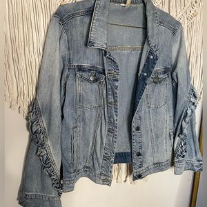 Ruffle denim jacket xl